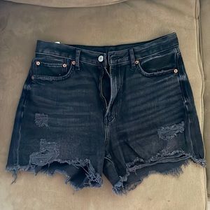 American Eagle black distressed jean shorts